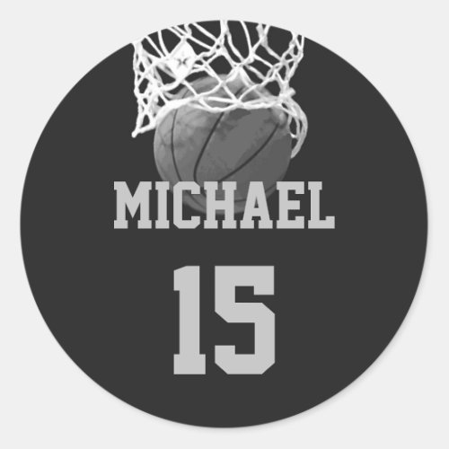 Basketball Your Name Classic Round Sticker