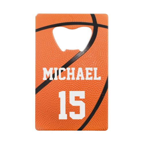 Basketball Your Name Credit Card Bottle Opener
