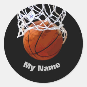 Basketball Your Name Custom Classic Round Sticker