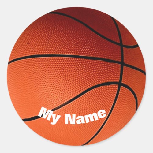 Basketball Your Name Custom Classic Round Sticker