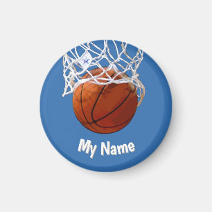 Basketball Your Name Custom Steel Blue Background Magnet