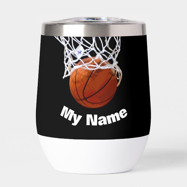 Basketball Your Name Custom Thermal Wine Tumbler (Front)
