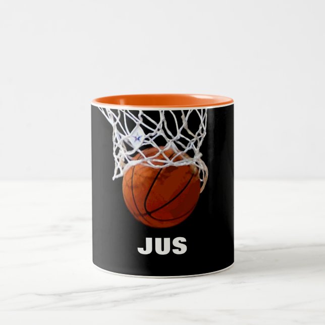 Basketball Your Name Custom Two-Tone Coffee Mug (Center)