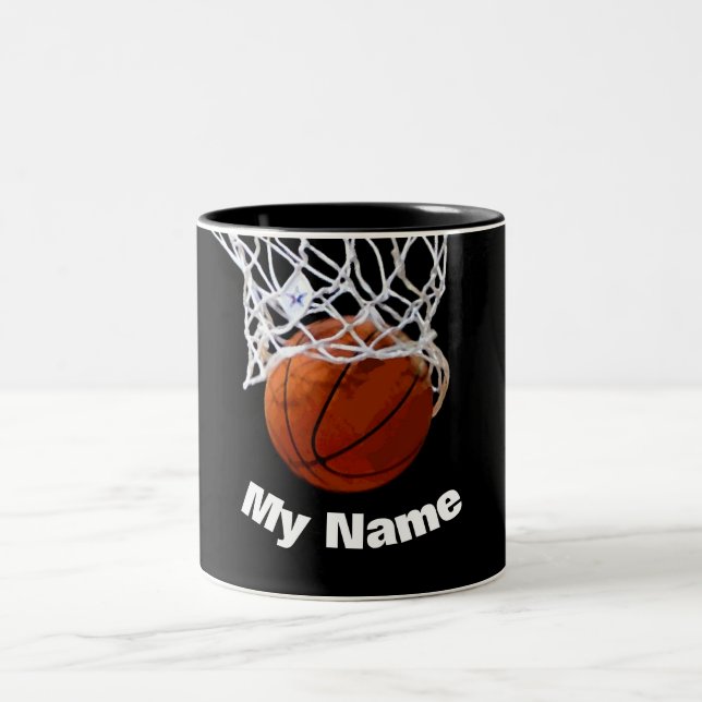 Basketball Your Name Custom Two-Tone Coffee Mug (Center)