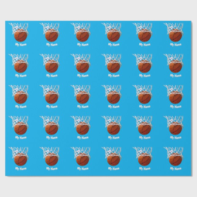 Basketball Your Name Custom Wrapping Paper (Flat)