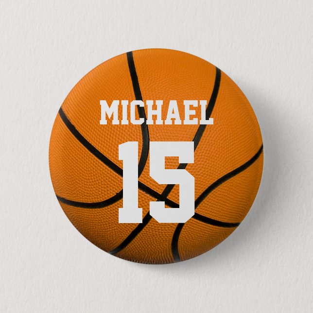 Basketball Your Name Customizable Button (Front)