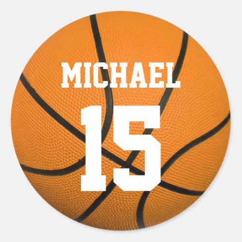 Basketball Your Name Customizable Classic Round Sticker