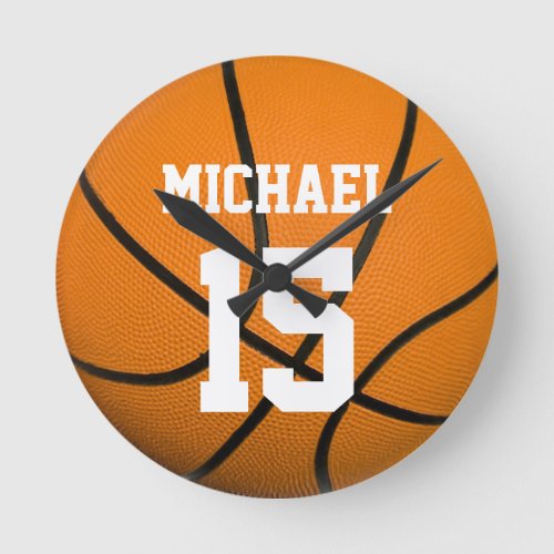 Basketball Your Name Customizable Round Clock