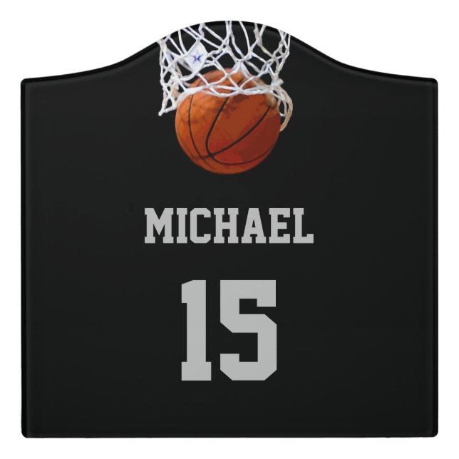 Basketball Your Name Door Sign (Large Crest Front)