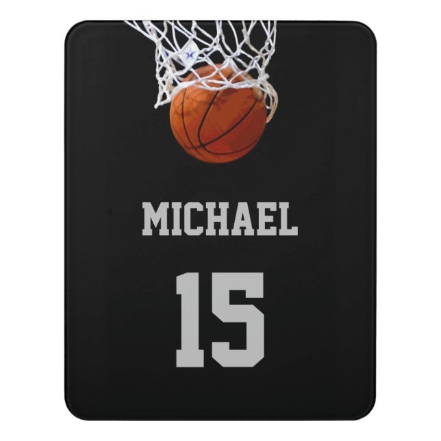 Basketball Your Name Door Sign (Contemporary Vert)
