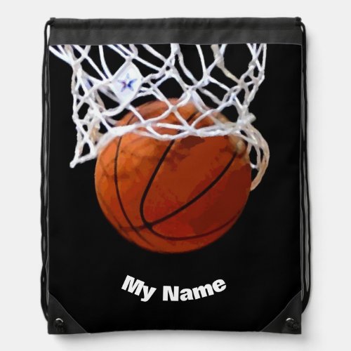 Basketball Your Name Drawstring Bag