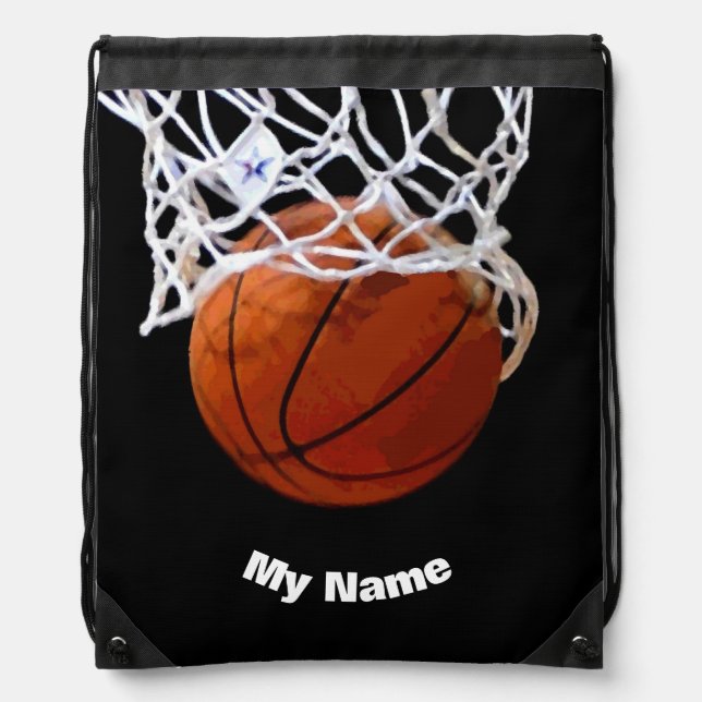 Basketball Your Name Drawstring Bag (Front)