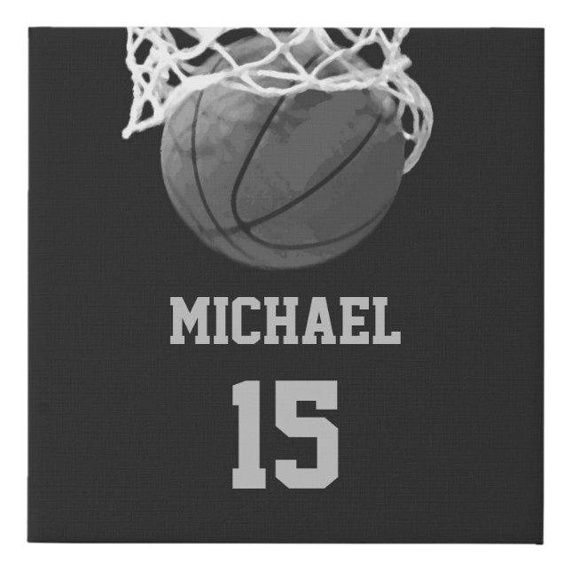Basketball Your Name Faux Canvas Print (Front)