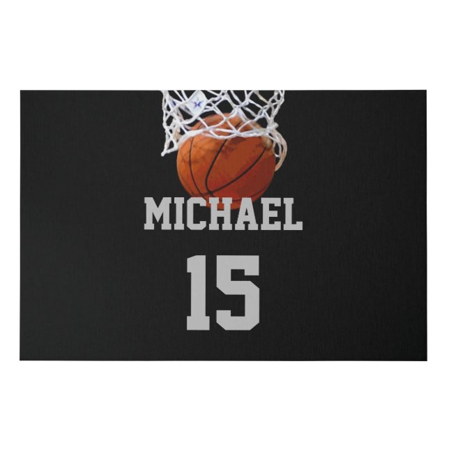 Basketball Your Name Faux Canvas Print (Front)