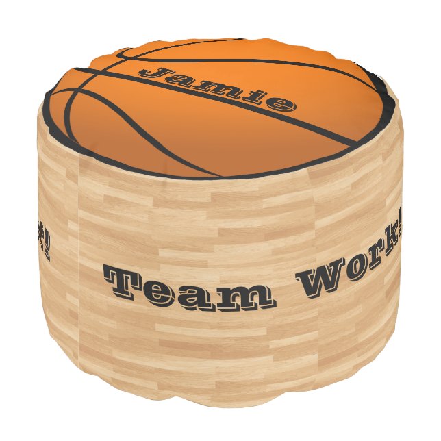 Basketball Your Name Footstool Boy's Room Decor Pouf (Angled Back)