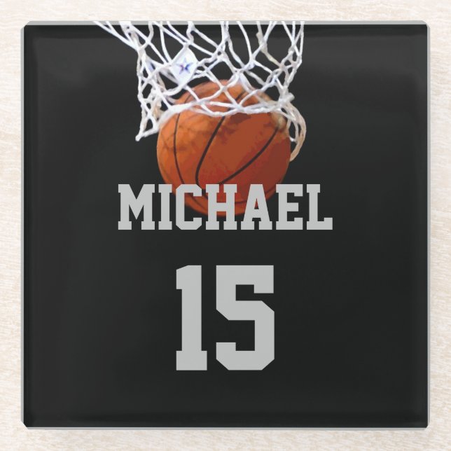 Basketball Your Name Glass Coaster (Front)