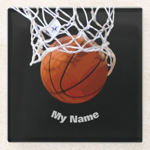 Basketball Your Name Glass Coaster