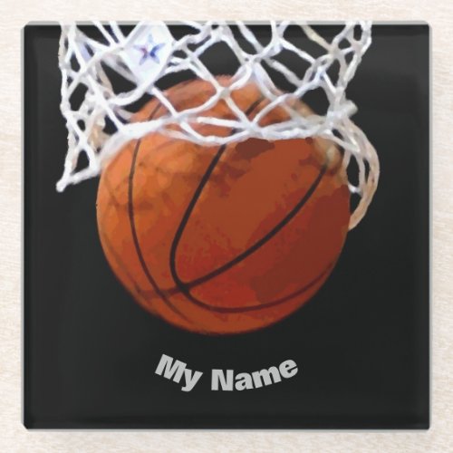 Basketball Your Name Glass Coaster