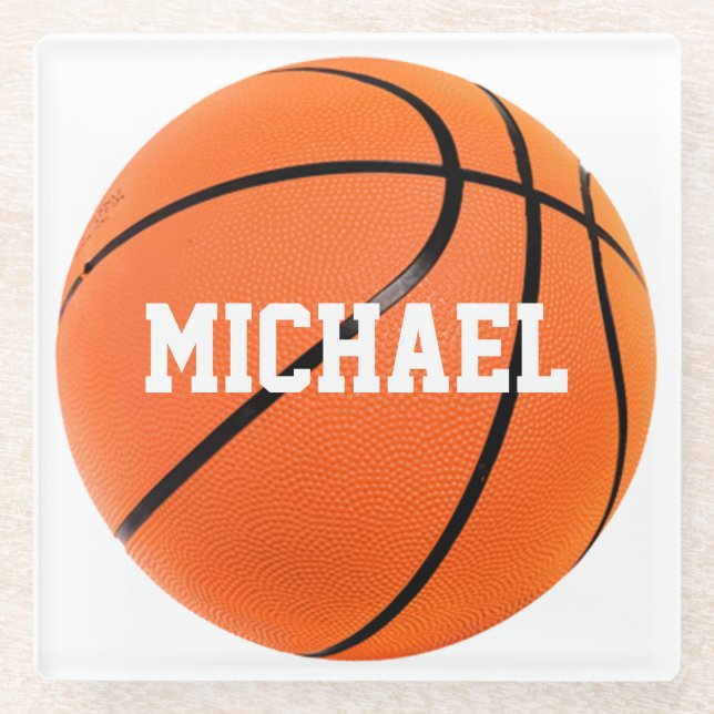 Basketball Your Name Glass Coaster (Front)