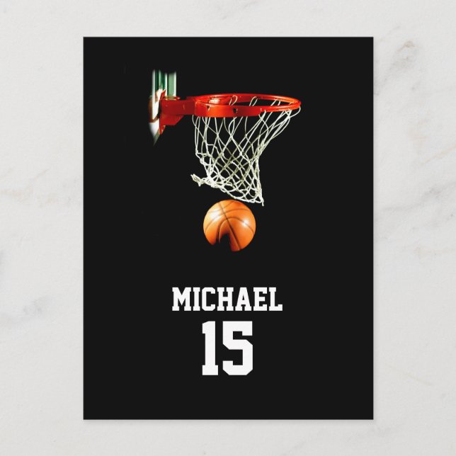 Basketball Your Name Holiday Postcard (Front)