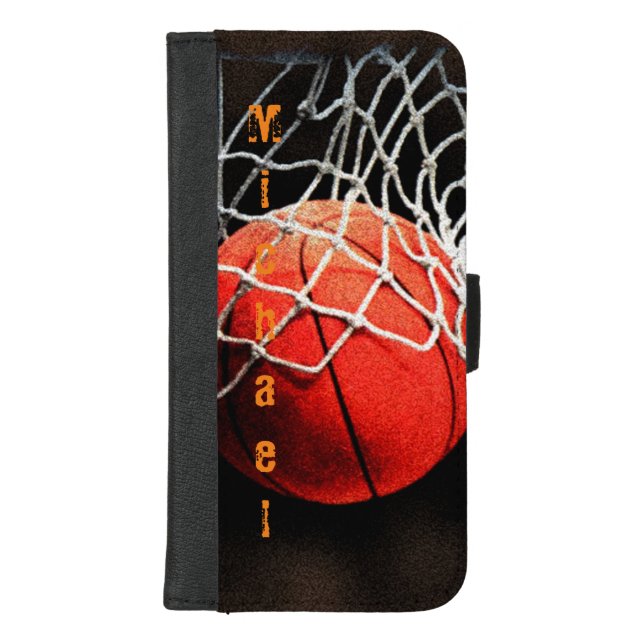 Basketball Your Name iPhone Wallet Case (Front)