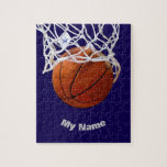 Basketball Your Name Jigsaw Puzzle<br><div class="desc">Digital Sporting Images and Artworks - We Love Basketball - American Popular Sports</div>