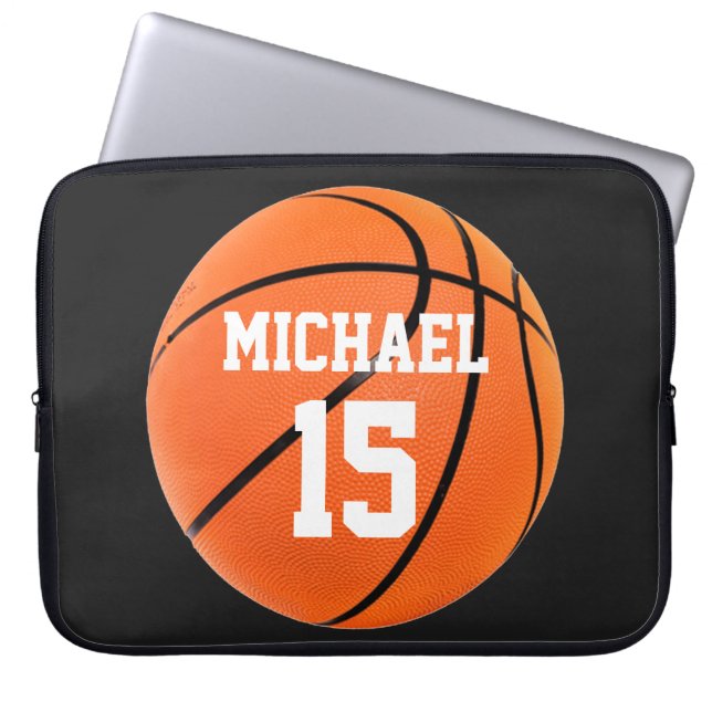Basketball Your Name Laptop Sleeve (Front)