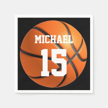 Basketball Your Name Napkins by made_in_atlantis at Zazzle