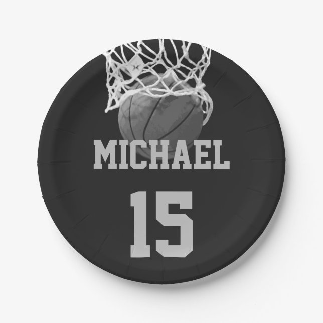 Basketball Your Name Paper Plates (Front)