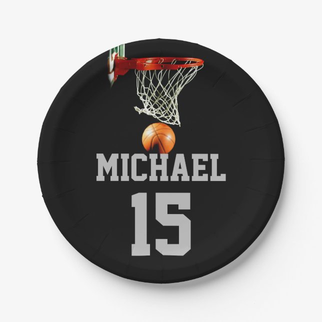 Basketball Your Name Paper Plates (Front)