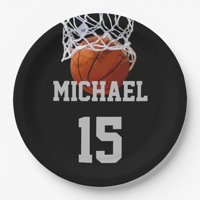 Basketball Your Name Paper Plates (Front)