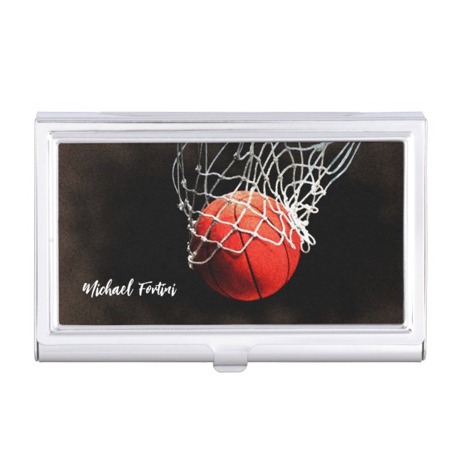 Basketball Your Name Personal Information Business Card Case (Front)