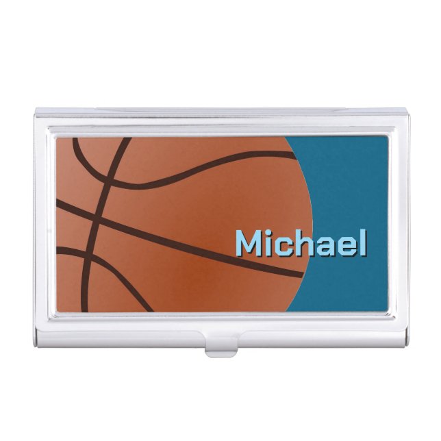 Basketball Your Name Personal Information   Business Card Case (Front)