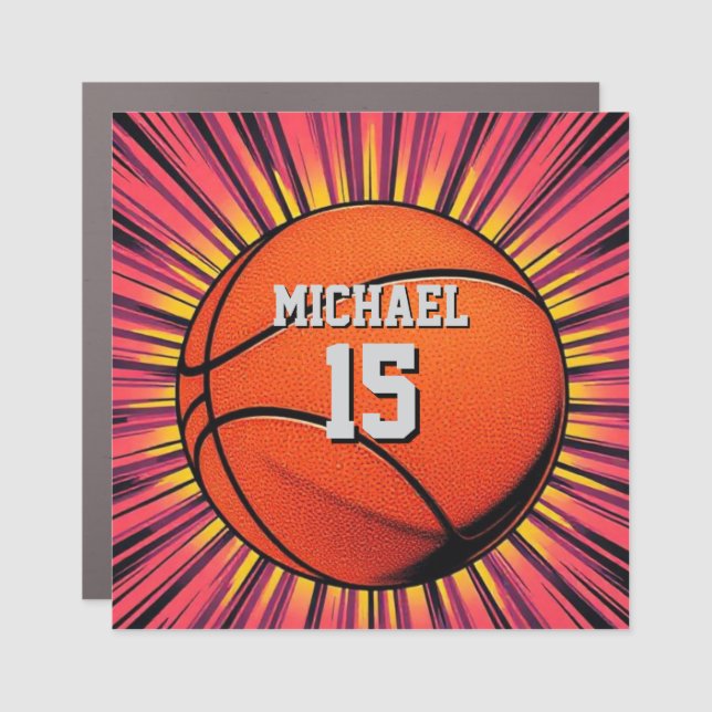 Basketball Your Name Pop Art Car Magnet (Front)