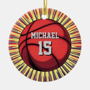 Basketball Your Name Pop Art Ceramic Ornament