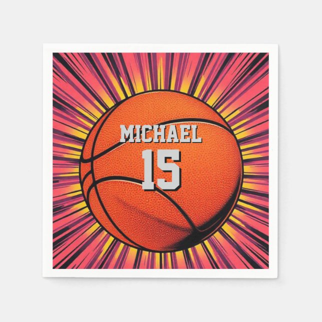 Basketball Your Name Pop Art Napkins (Front)