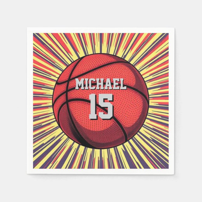 Basketball Your Name Pop Art Napkins (Front)