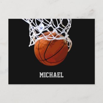 Basketball Your Name Postcard by made_in_atlantis at Zazzle