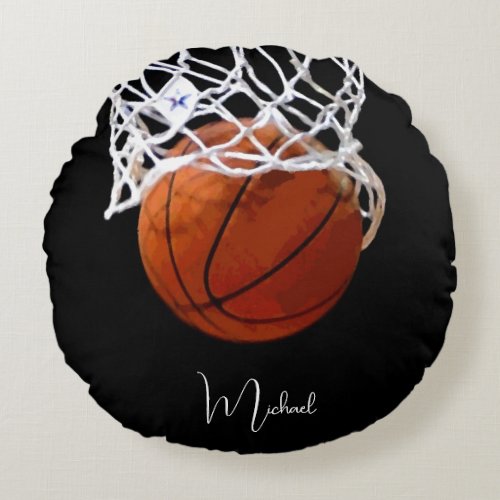 Basketball Your Name Round Pillow