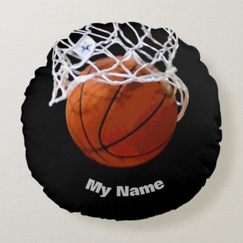 Basketball Your Name Round Pillow