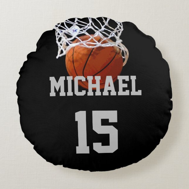 Basketball Your Name Round Pillow (Front)