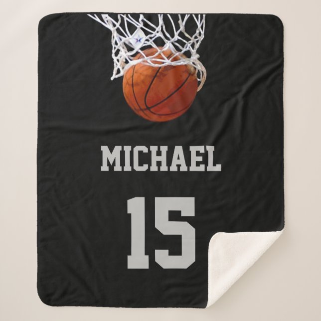 Basketball Your Name Sherpa Blanket (Front)