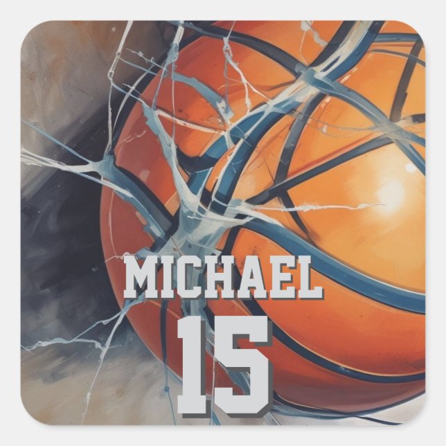 Basketball Your Name Square Sticker (Front)
