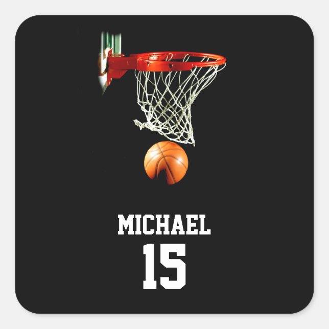 Basketball Your Name Square Sticker (Front)