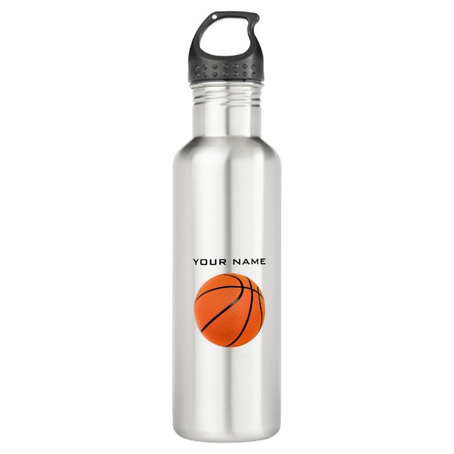 Basketball Your Name Stainless Steel Water Bottle (Front)