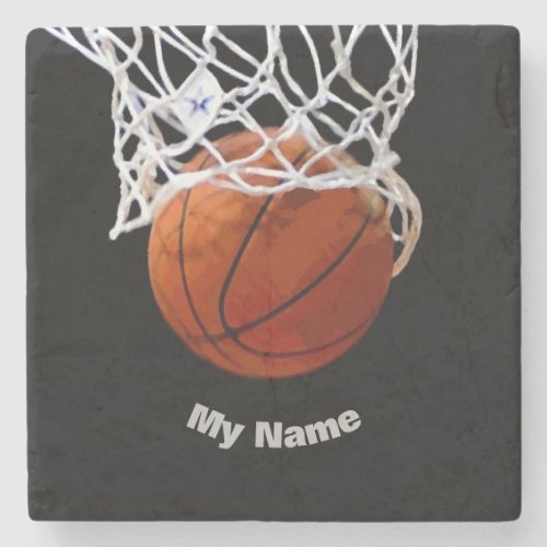 Basketball Your Name Stone Coaster