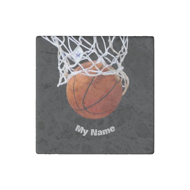 Basketball Your Name Stone Magnet (Front)