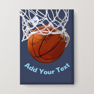 Basketball Your Name Text Message Slogan Custom Button