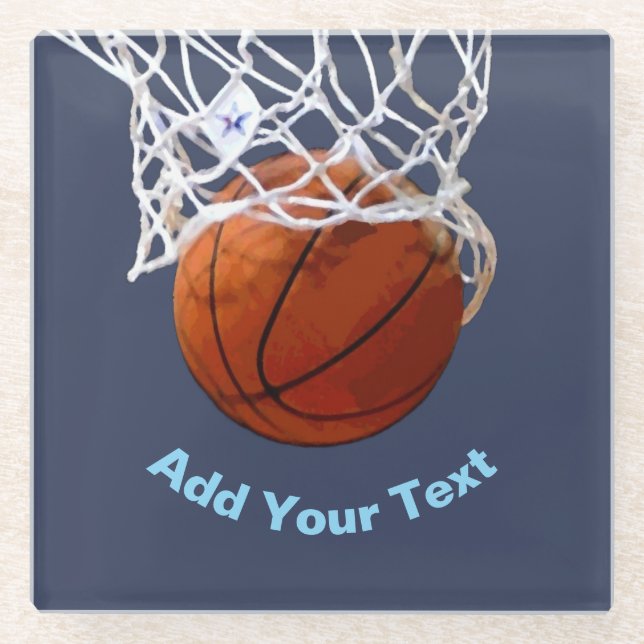 Basketball Your Name Text Message Slogan Custom Glass Coaster (Front)