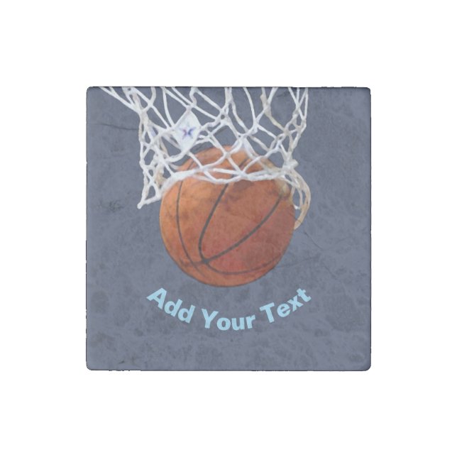 Basketball Your Name Text Message Slogan Custom Stone Magnet (Front)
